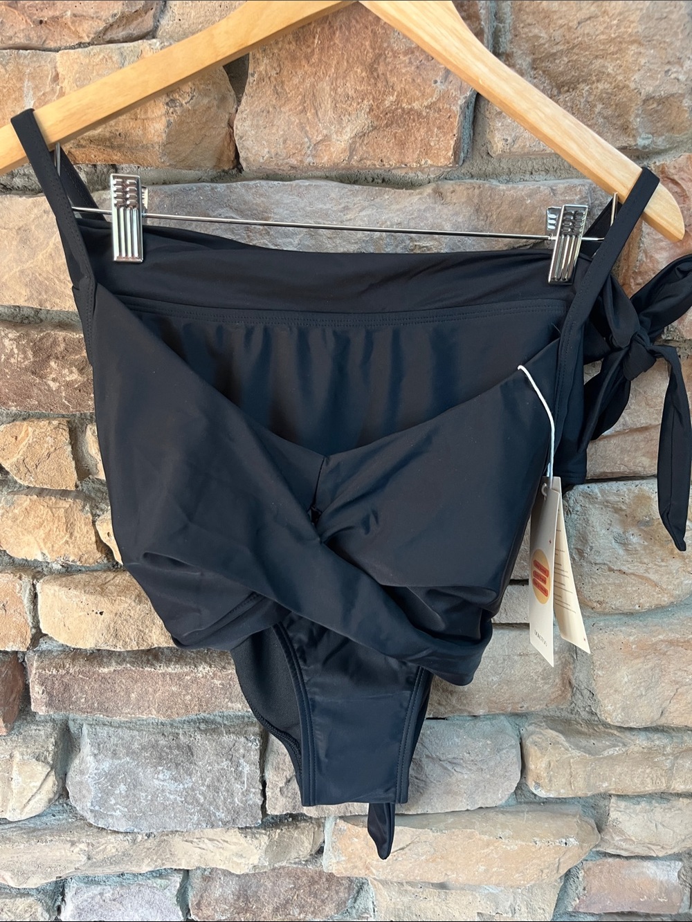 Black Women’s High-Waist Twist Bikini Bottom